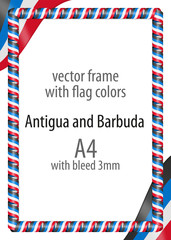 Frame and border of ribbon with the colors of the Antigua and Barbuda flag