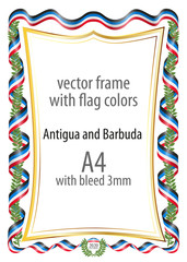 Frame and border of ribbon with the colors of the Antigua and Barbuda flag