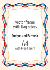 Frame and border of ribbon with the colors of the Antigua and Barbuda flag