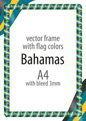 Frame and border of ribbon with the colors of the Bahamas flag