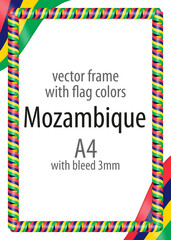 Obraz premium Frame and border of ribbon with the colors of the Mozambique flag