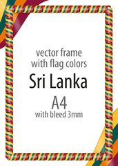 Frame and border of ribbon with the colors of the Sri Lanka flag