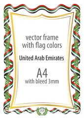 Frame and border of ribbon with the colors of the United Arab Emirates flag