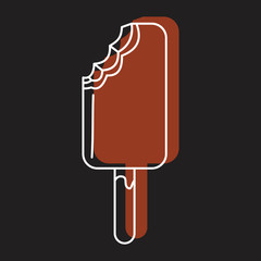 Chocolate ice cream in stick doodle icon vector illustration for design and web