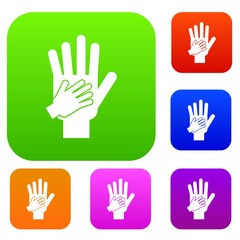 Parent and child hands together set collection