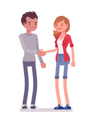 Young man and woman handshaking