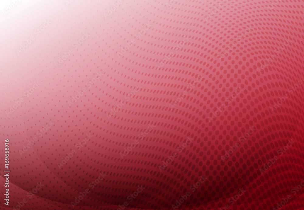 Poster red curve abstract background with wave halftone copy space. vector