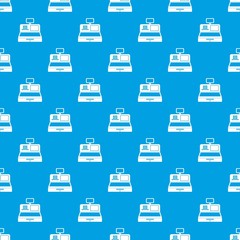 Cash register with cash drawer pattern seamless blue