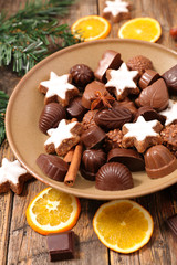 chocolate,praline and dessert for christmas