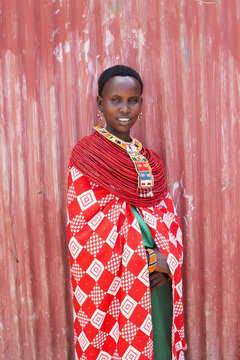 Samburu Woman in traditional costume. Kenya, Africa.