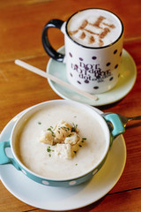 corn soup and coffee