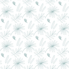 leaves pattern, line drawing leaves, leaves doodle wallpaper, background, seamless pattern