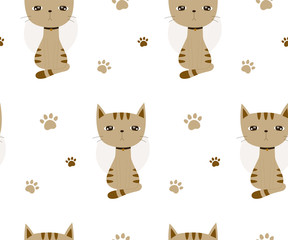 cat pattern, cat character, portrait, wallpaper, background, kitty, kitten, seamless pattern