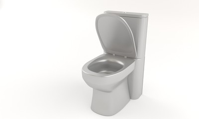 Water closet on the white, 3d