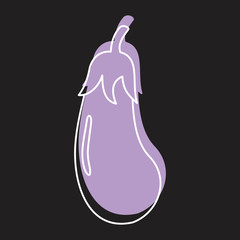 Eggplant doodle icon vector illustration for design and web isolated on black