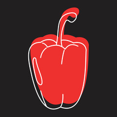Red paprika doodle icon vector illustration for design and web isolated