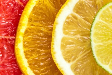 top view of slices of citrus fruits
