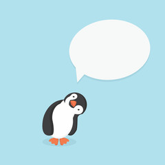 cute penguin with Quote text bubble