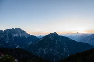 Mountain views from the top of Monte Lussari. Sunset