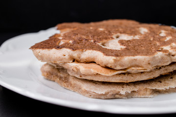 Stack of homemade pancakes, close up