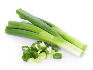 Green Japanese Bunching Onion on white background