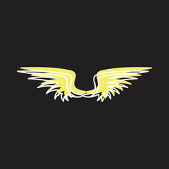 Wings doodle icon vector illustration for design and web isolated on black
