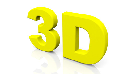 3D rendering yellow 3D word isolated on white background