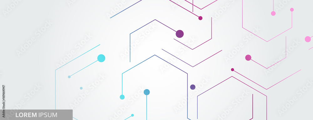 Wall mural vector banner design, white background with hexagon pattern