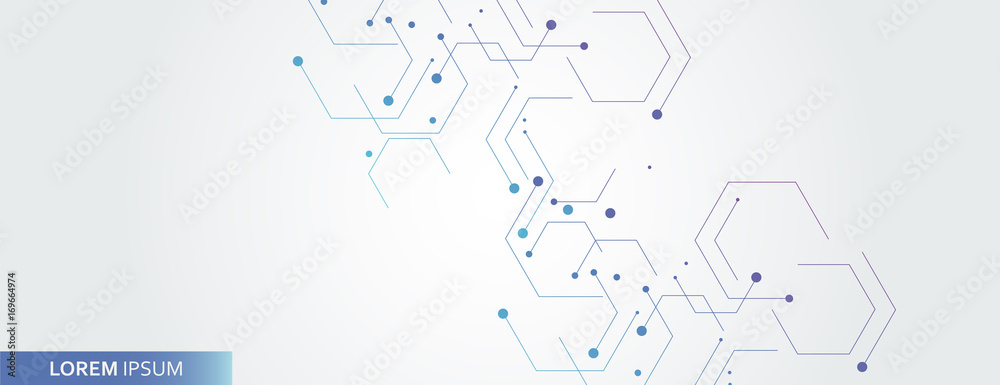 Poster vector banner design, white background with hexagon pattern