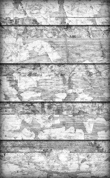 Old Weathered Cracked Flaky Gray Wooden Laminated Blockboard Panel Vignetted Grunge Texture
