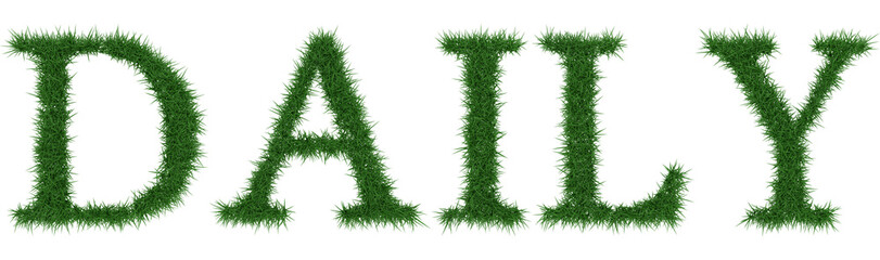 Daily - 3D rendering fresh Grass letters isolated on whhite background.