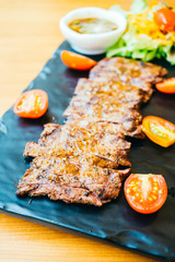 Grilled beef meat steak with vegetable