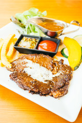 Grilled beef meat steak with vegetable