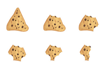  Bitten  chip cookie vector illustration set