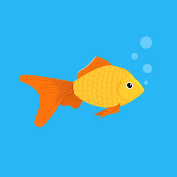 Aquarium Goldfish icon. Flat style vector illustration