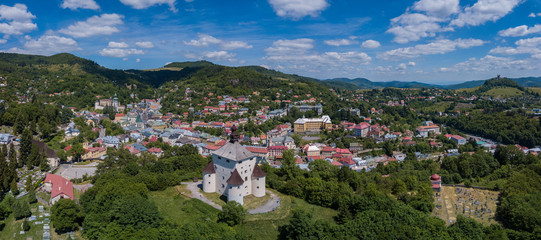 Fototapeta na wymiar Aerial view of Banska Stiavnica City Panorama