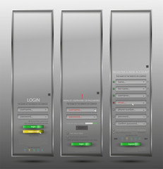 Set for web design, login form, registration form