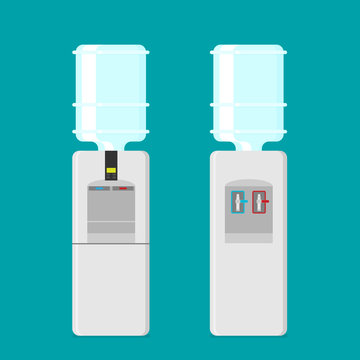 Flat vector icon for water cooler. Gray water cooler set