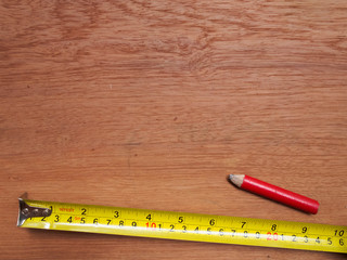 Copy space background wood with tools,measure and pencil for joiner work