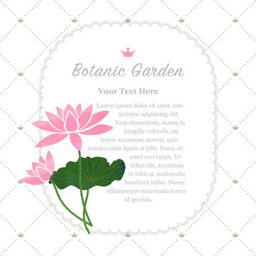 Colorful watercolor texture vector nature botanic garden memo frame pink lotus