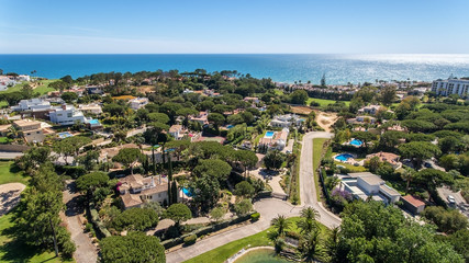Aerial. Amazing view from the sky of village of Villas de Lobo. Algarve © Sergo