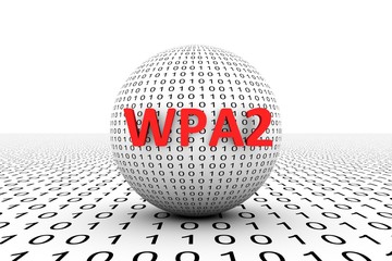 WPA2 conceptual sphere binary code 3d illustration