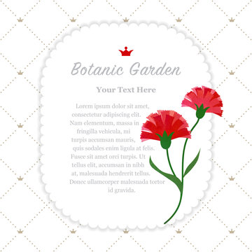 Colorful watercolor texture vector nature botanic garden memo frame red carnations