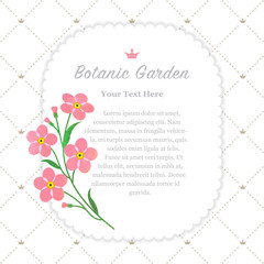 Colorful watercolor texture vector nature botanic garden memo frame pink forget me not