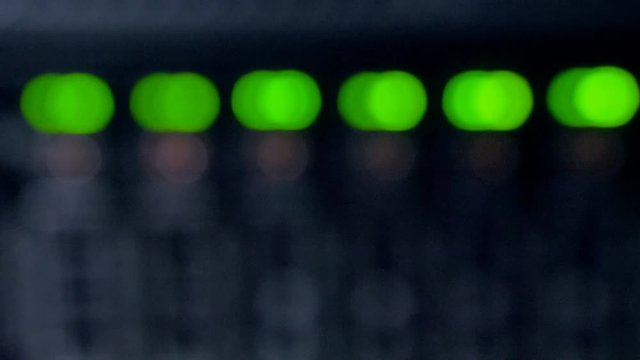 Blurred out indicators on many hard disks.