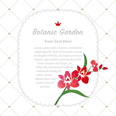 Colorful watercolor texture vector nature botanic garden memo frame red orchid