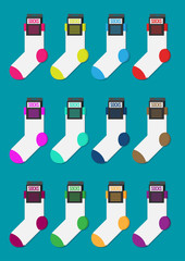 Set of colorful socks. Vector flat ilustration.