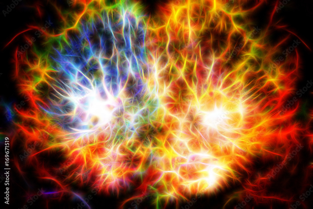 Poster Abstract multicolor background and color fractal effect.
