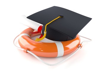 Life buoy with graduation hat