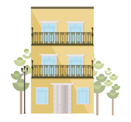 Architecture facade building vector illustrations flat style